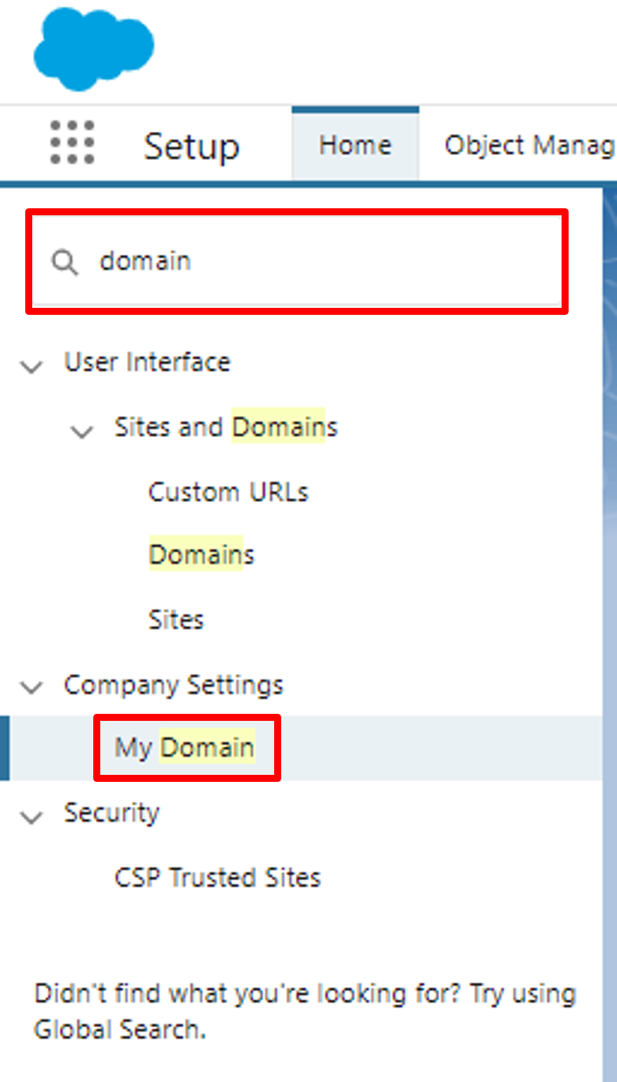 Go to My Domain settings