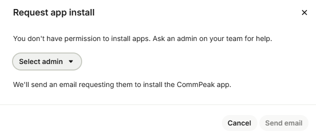Screenshot of the Select admin option