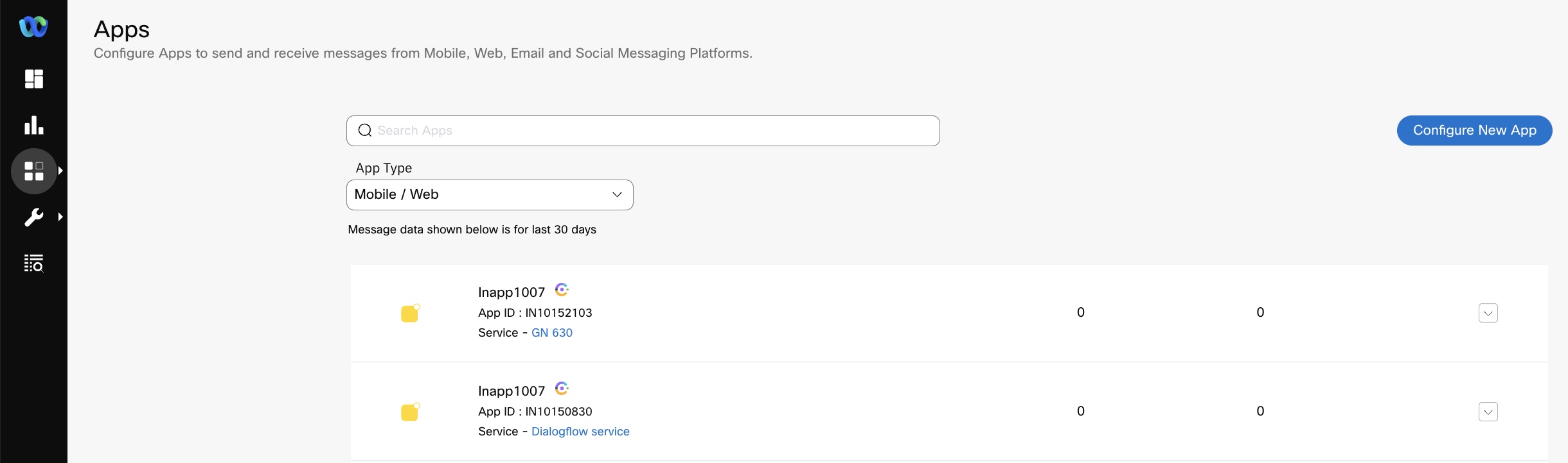 Screenshot displaying the Webex Engage icon and PCI check enabled flag next to a mapped Mobile/Web Asset.