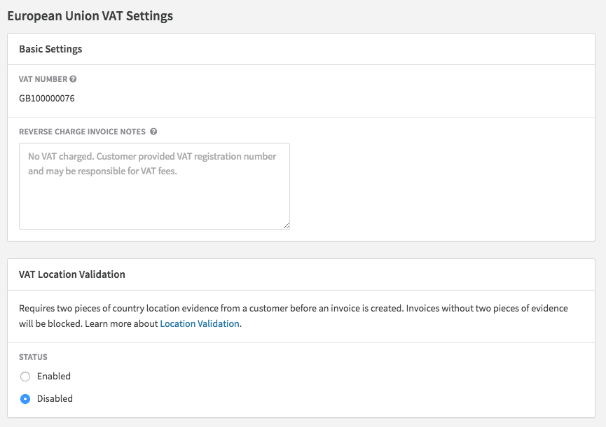 VAT Location Validation