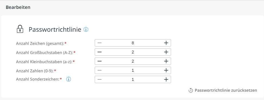 Passwortrichtlinie bearbeiten