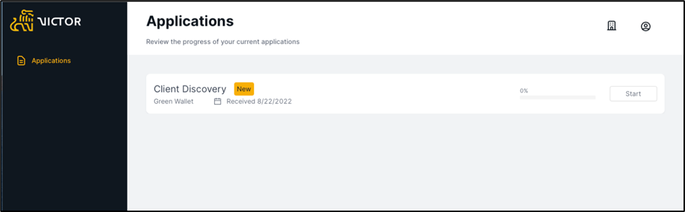 Figure 6. Client Applications homepage with active application