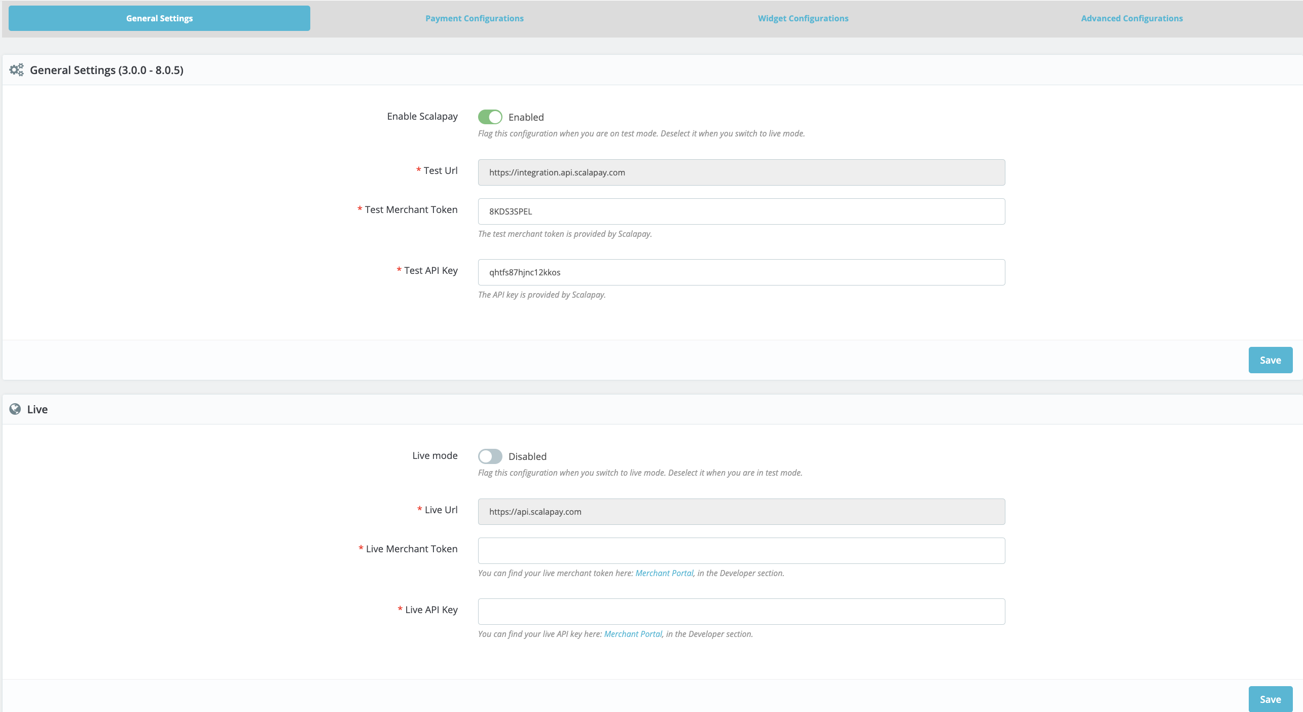 General settings