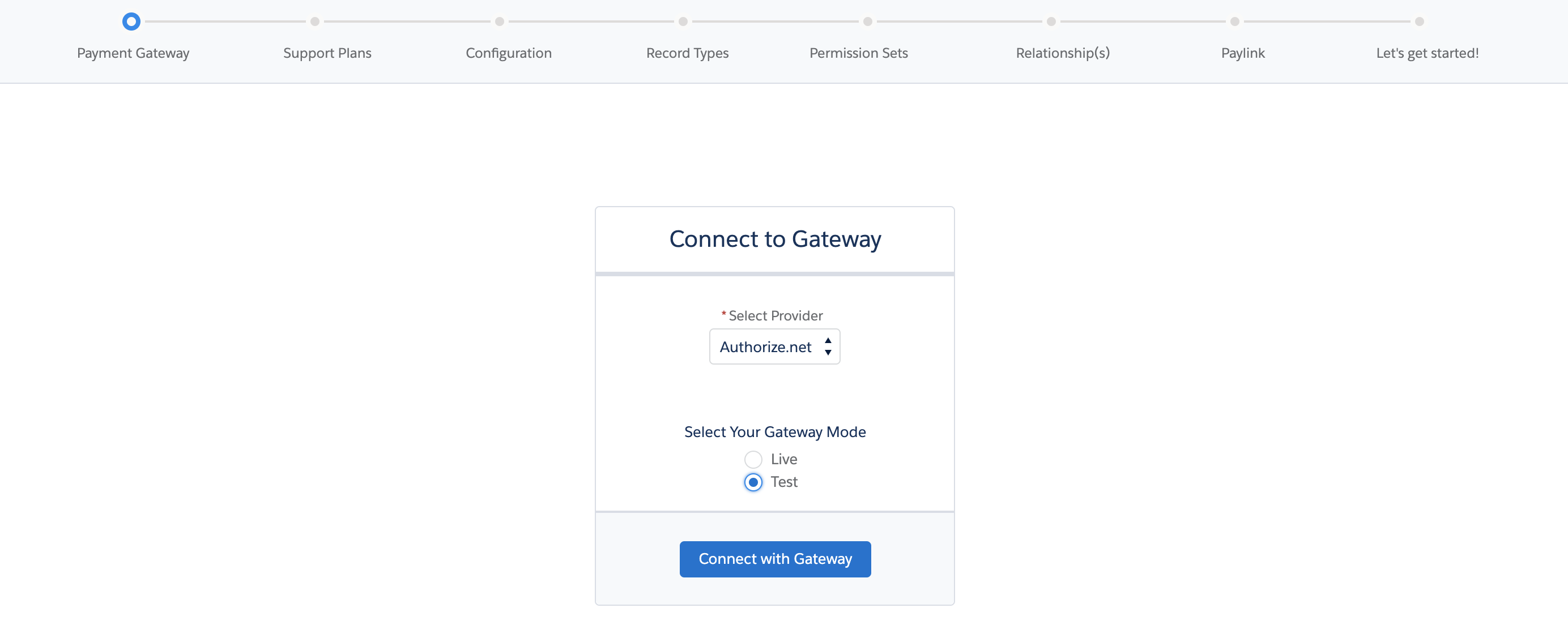 Payment Setup Wizard - Payment Gateway