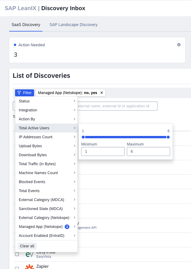 Filtering Discovered SaaS Applications