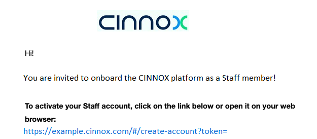 CINNOX Email Account Invitation