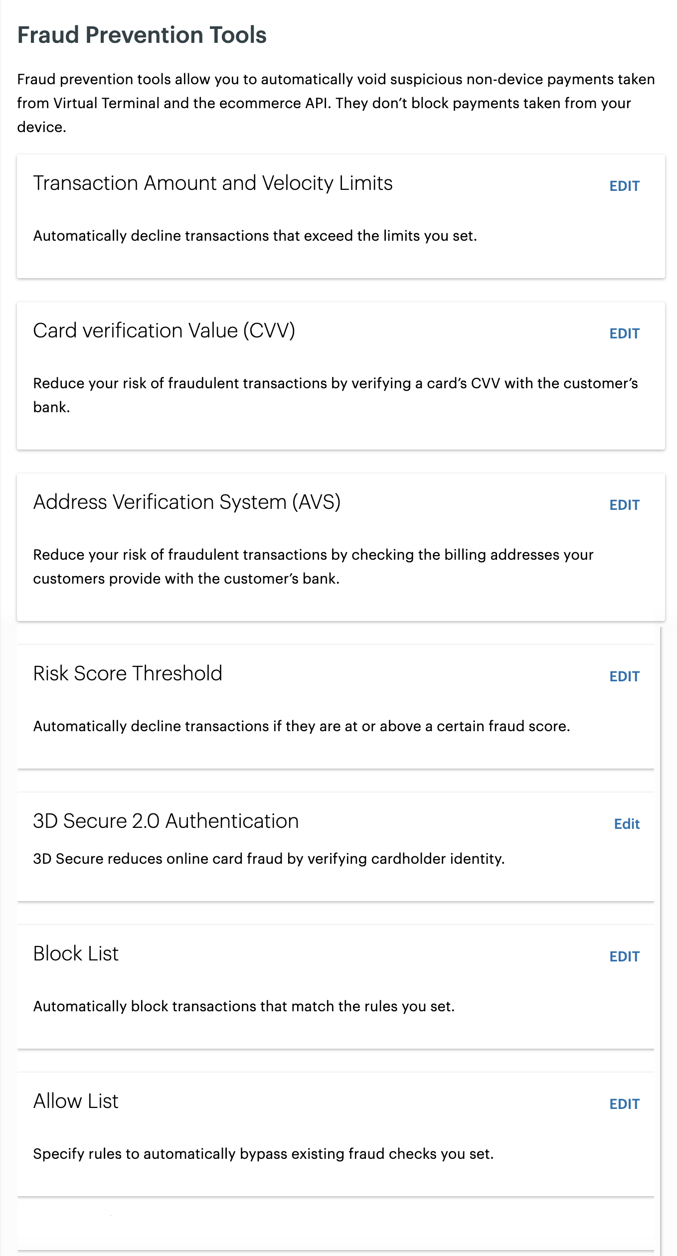 Fraud Prevention Tools on the Merchant Dashboard