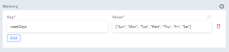 Create and store an Array with shorten versions of weekdays in Memory