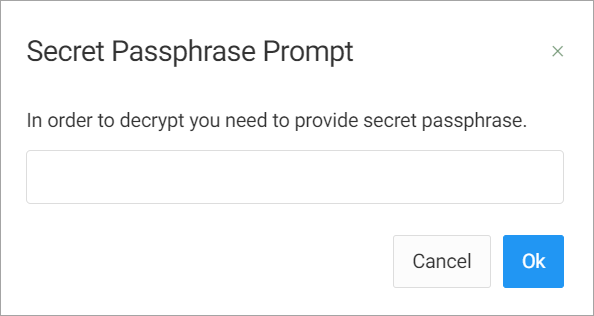 Screenshot of the **Secret Passphrase Prompt** section