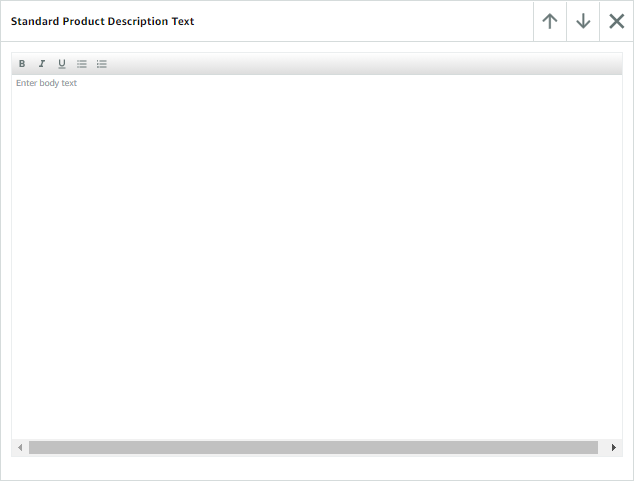 A screenshot of the UI editor for the standard product description module.