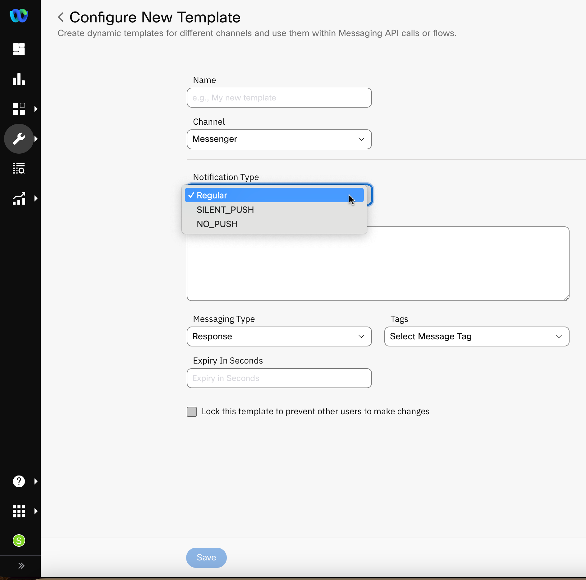 Messenger Template Configuration