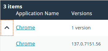 Click the down arrow to view more versions of an application
