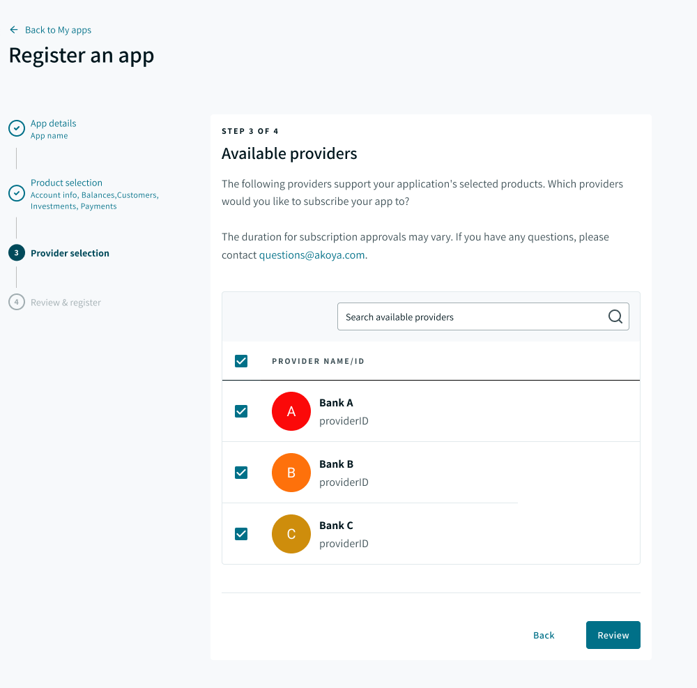 Register a production app - step 3