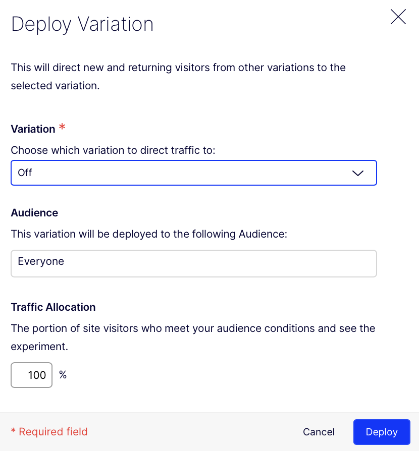 Conclude and deploy page