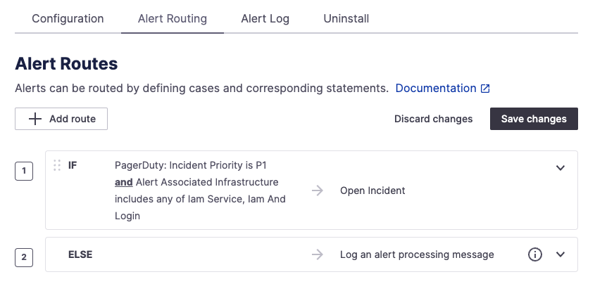 Configuring alert routes in PagerDuty