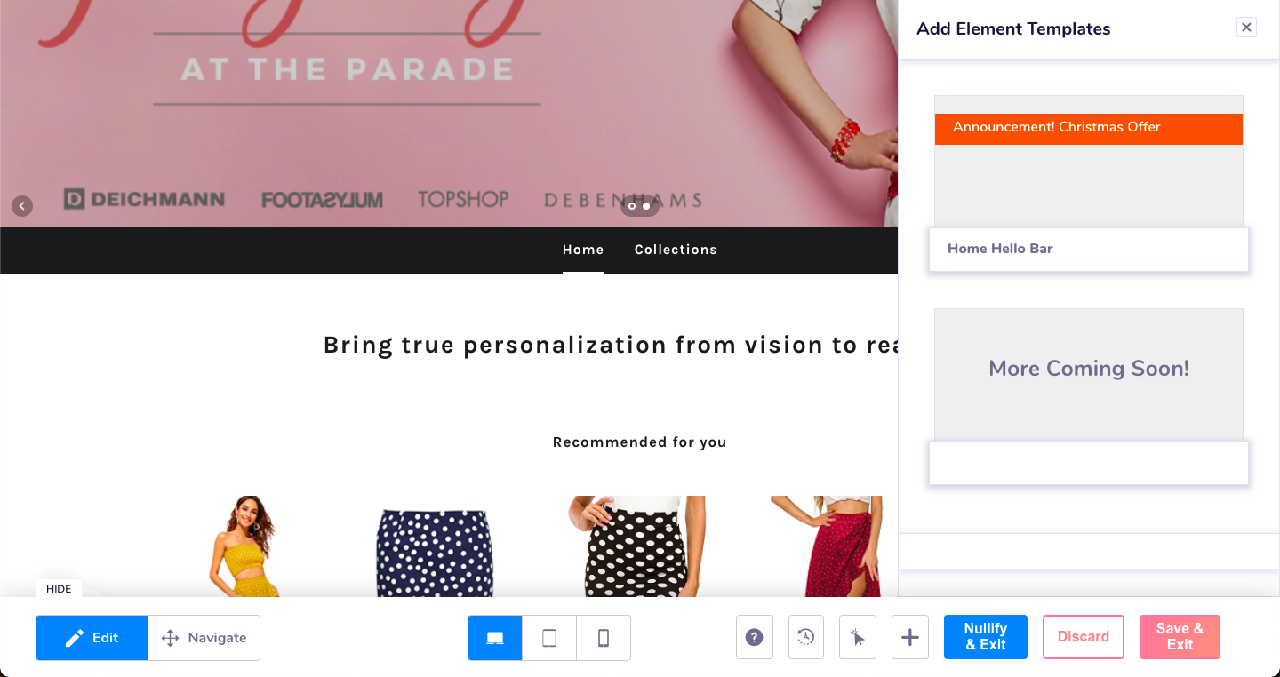 Add Elements Templates To Personalized Content