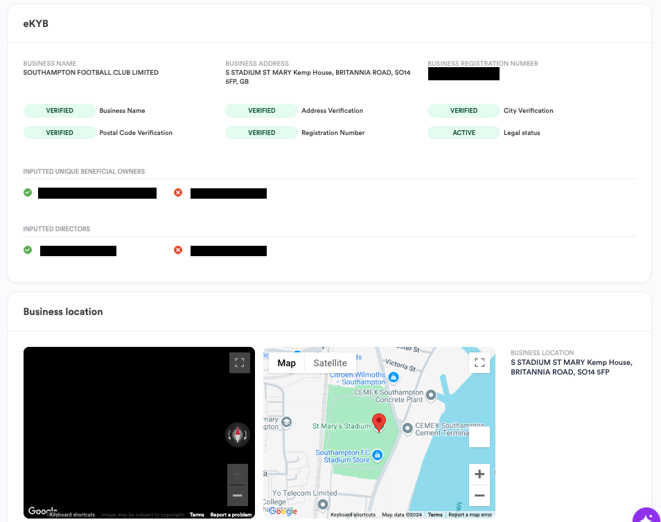 eKYB single session dashboard results