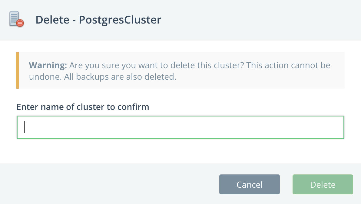 Deleting a PostgreSQL Deployment