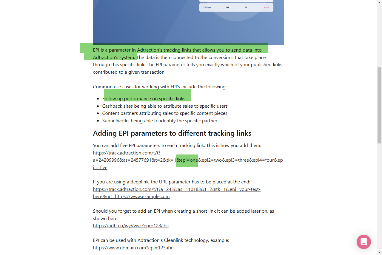 "Investigating the tracking parameters available in the affiliate network