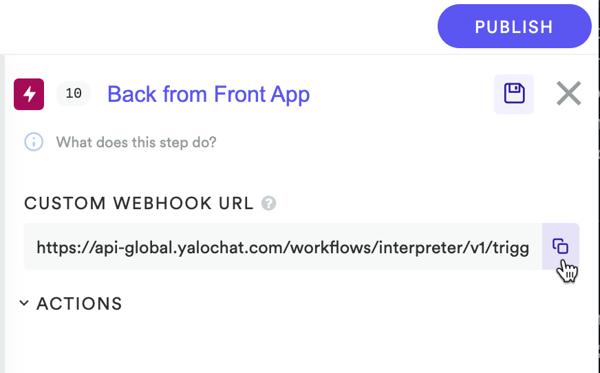 Custom Webhook URL from Flow Builder for Front App integration