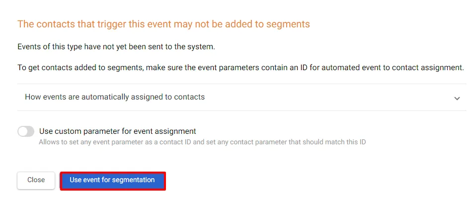 Use event for segmentation