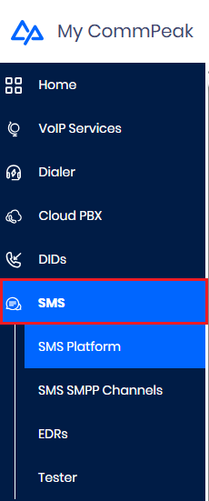 Screenshot of the **SMS** tab