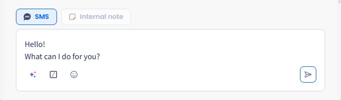 Screenshot of the New conversation dialog box: message text editor