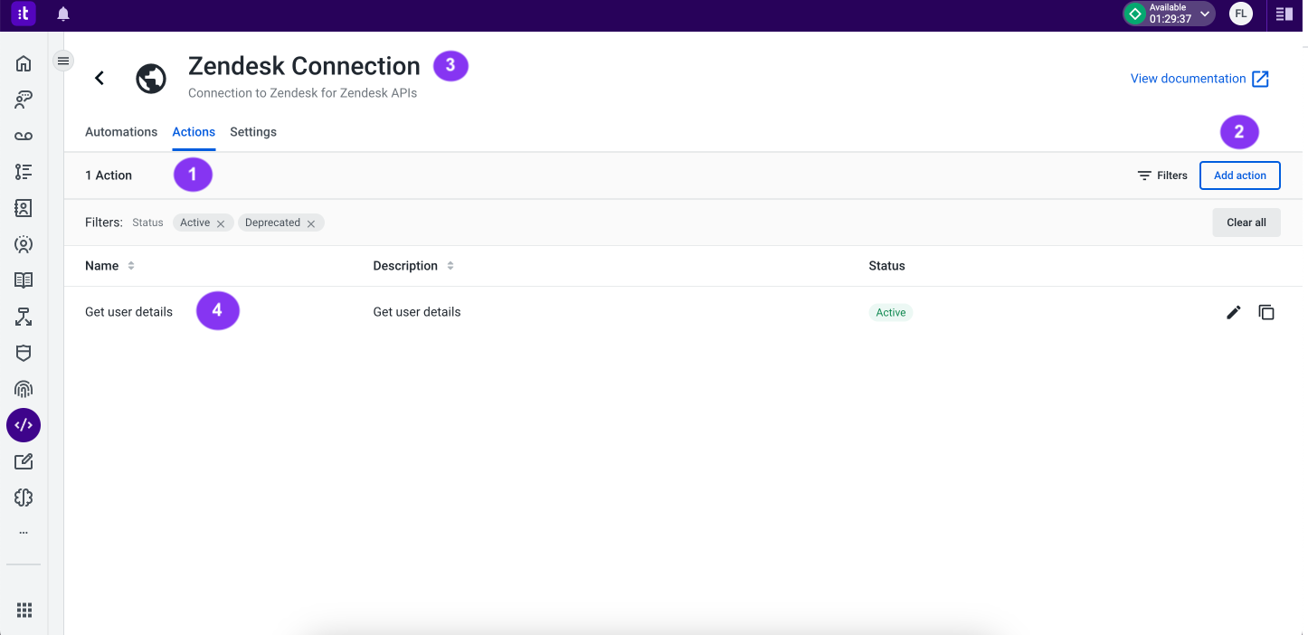 Figure 5 - Zendesk connection