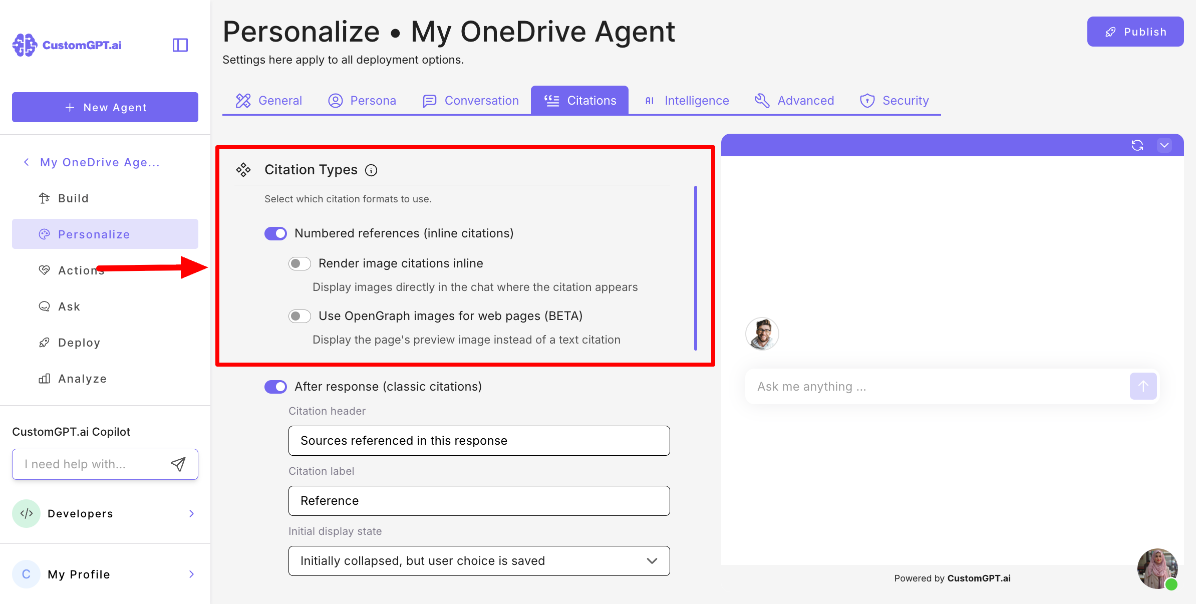 Step 3 - Citation image section