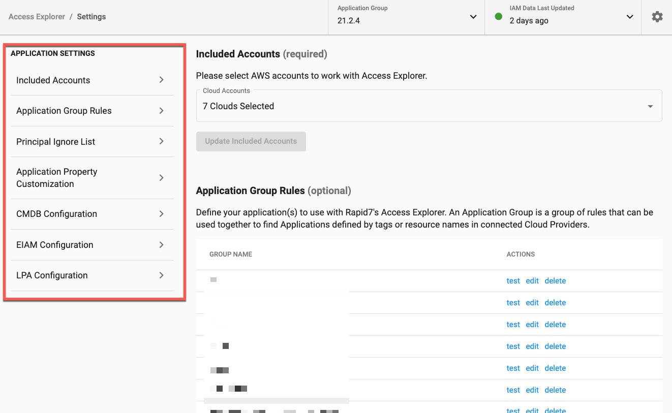 Access Explorer Application Settings