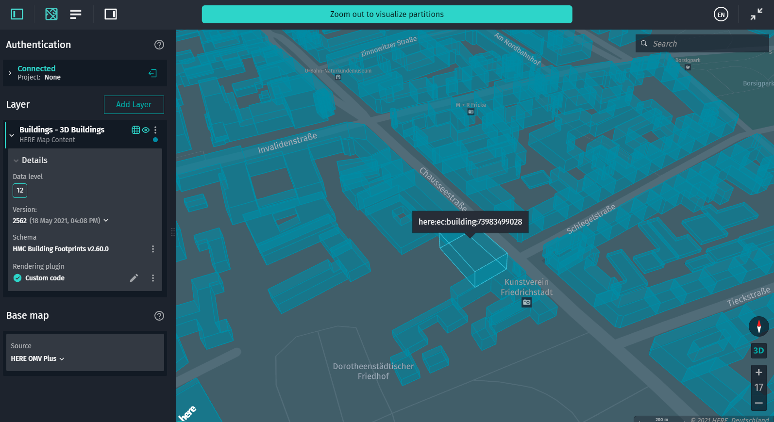 Visualization of buildings with a height property