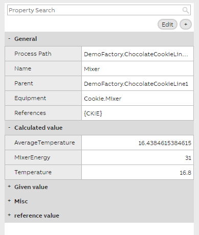 Example of a property grid widget appearance