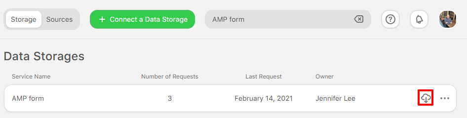 Download icon for the data service in Stripo