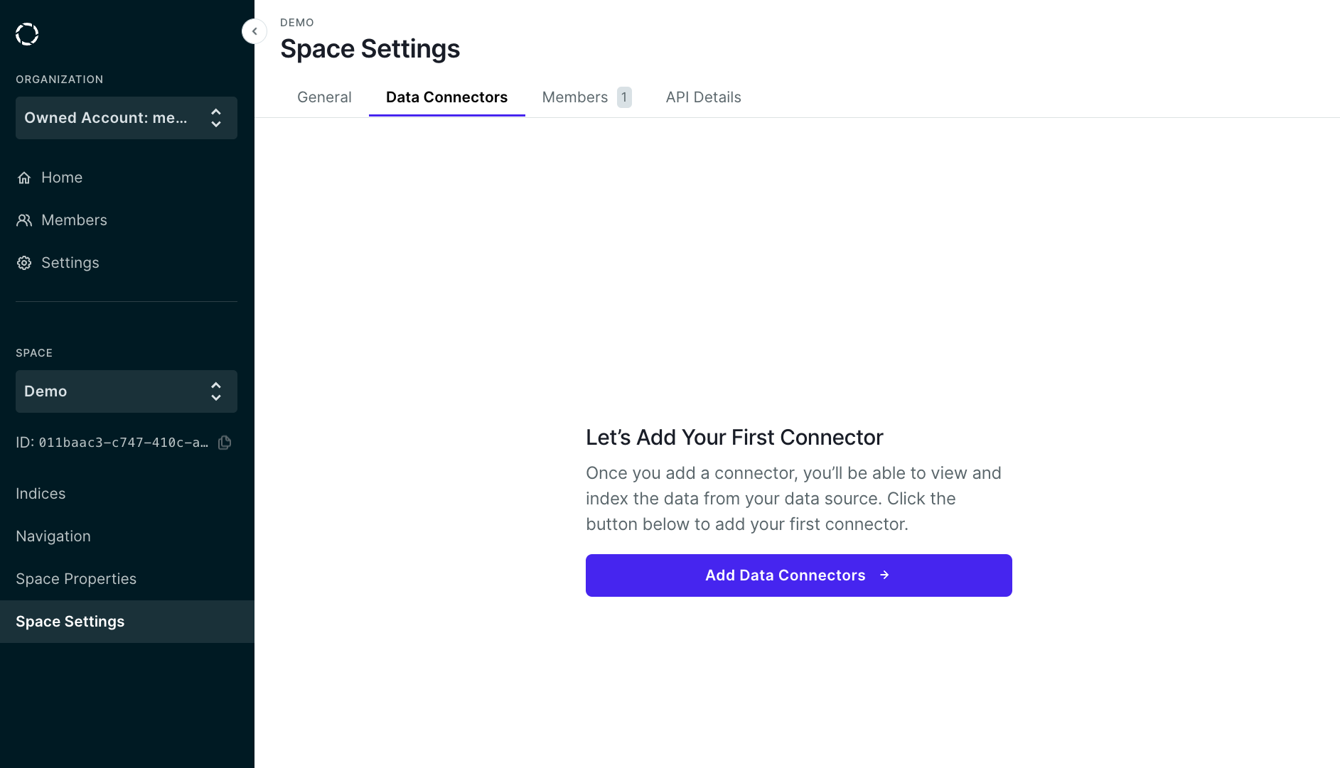 New space without any connectors set up yet