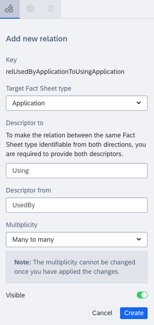 Creating a Self-Referencing Relation for the Application Fact Sheet