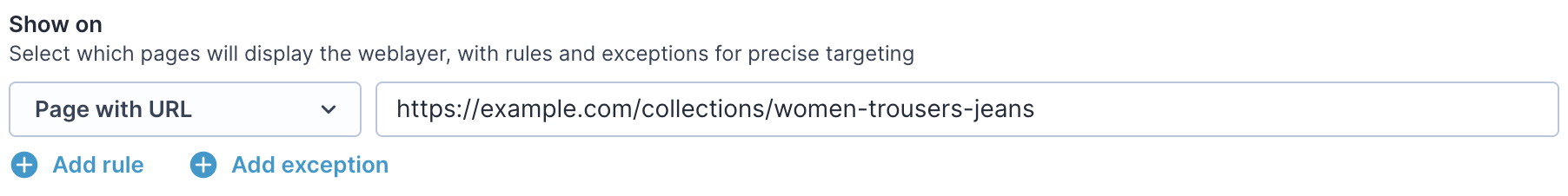Page with URL weblayer setting.