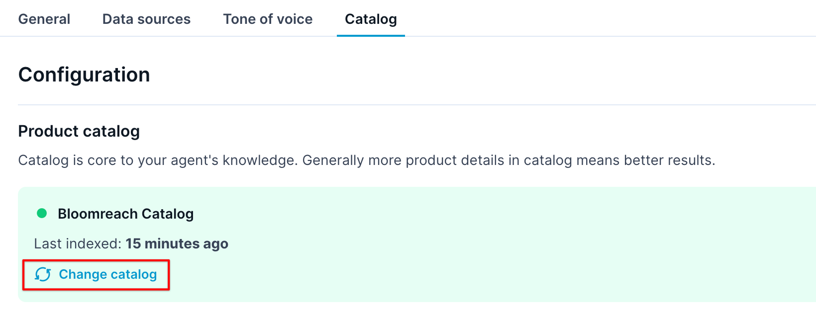 Click Change catalog option to update the data.