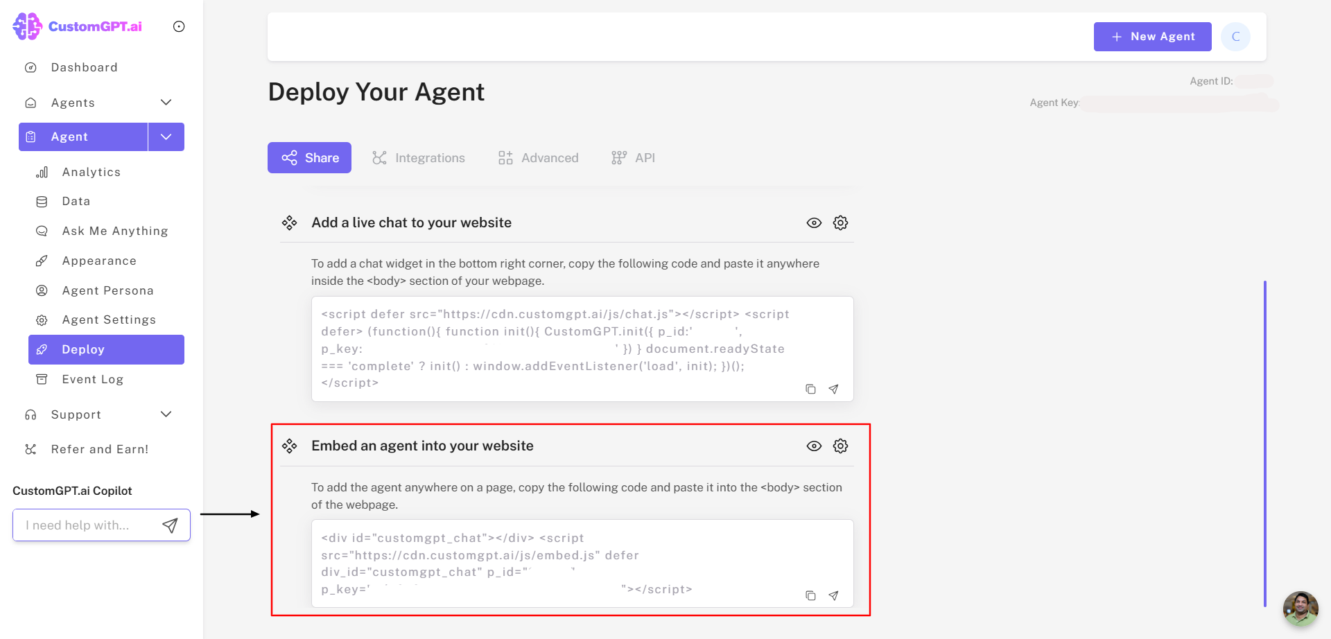 Embed agent