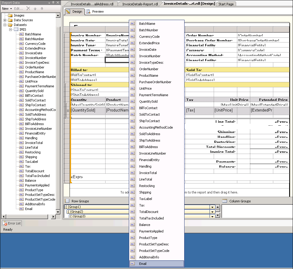Adding new fields to your report