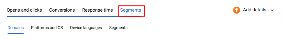 Segments tab 