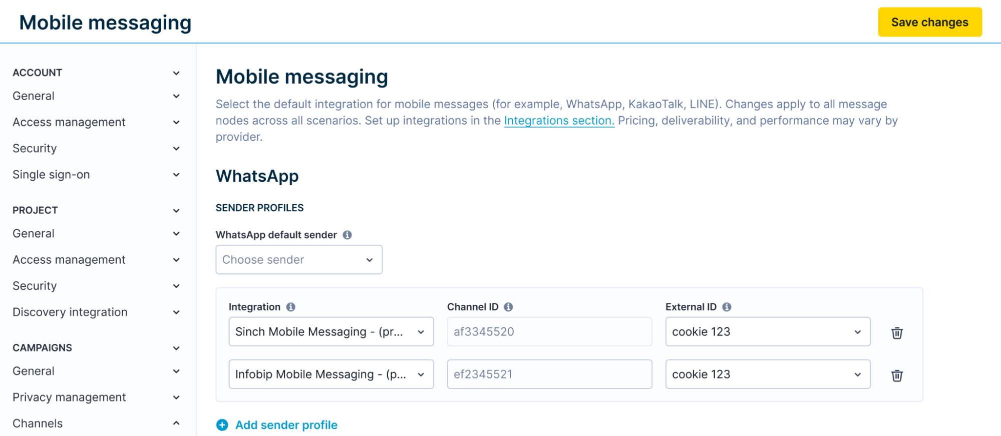 Set up sender profiles.