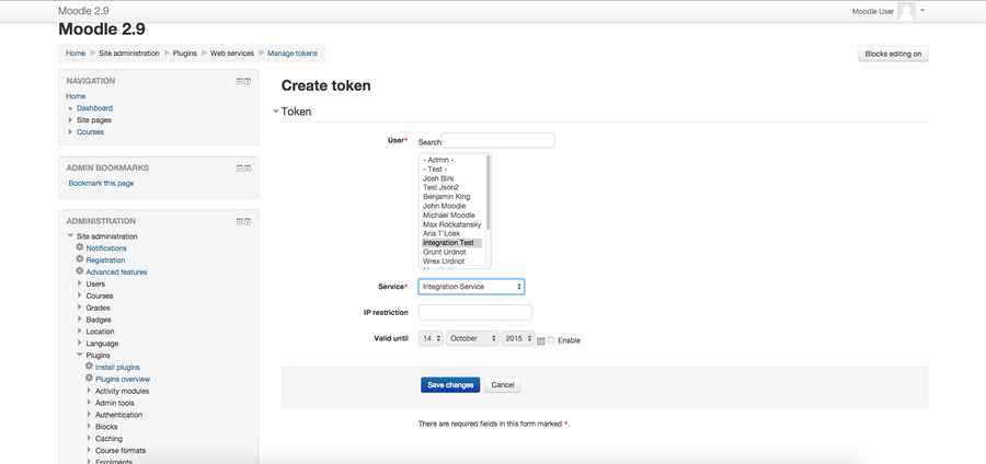 Create token page