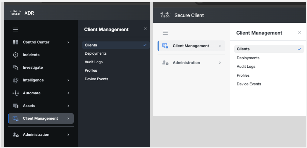 XDR Client Management and Cisco Secure Client Cloud Management