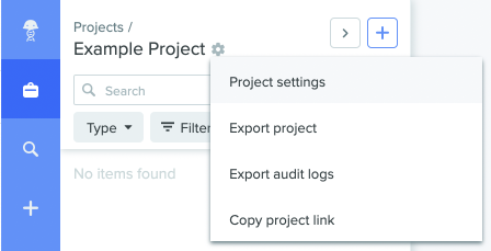 You can find the project settings menu here on existing projects.
