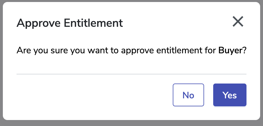 approve entitlement dialog box