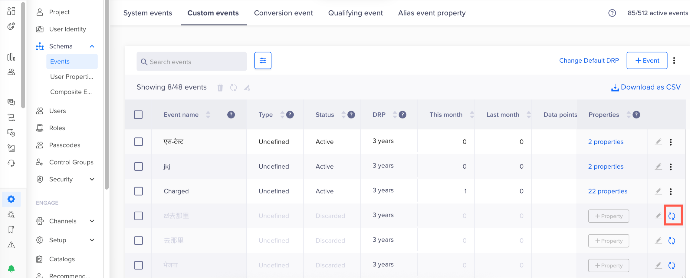 Restore Custom Event