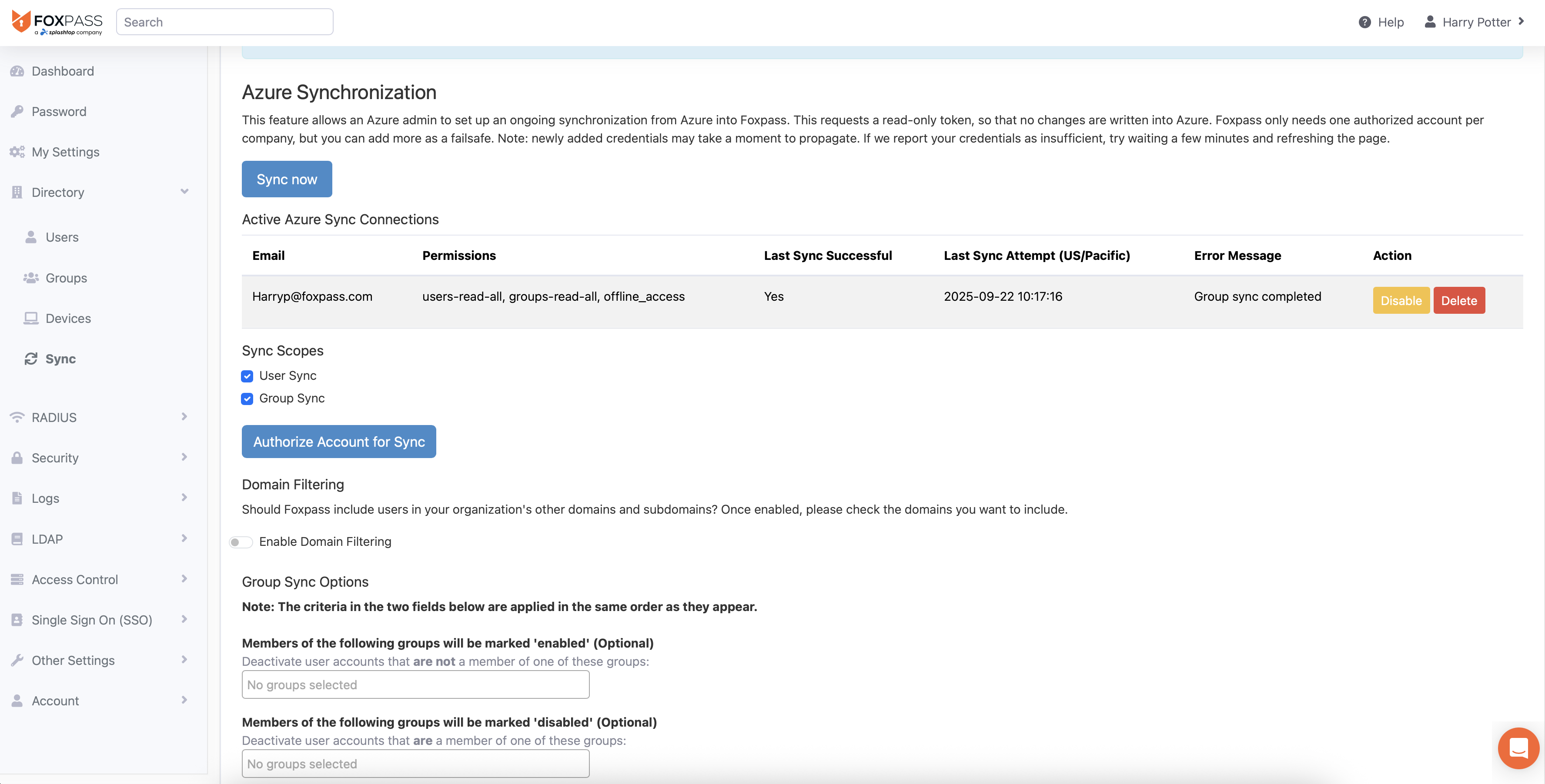Sample Sync page