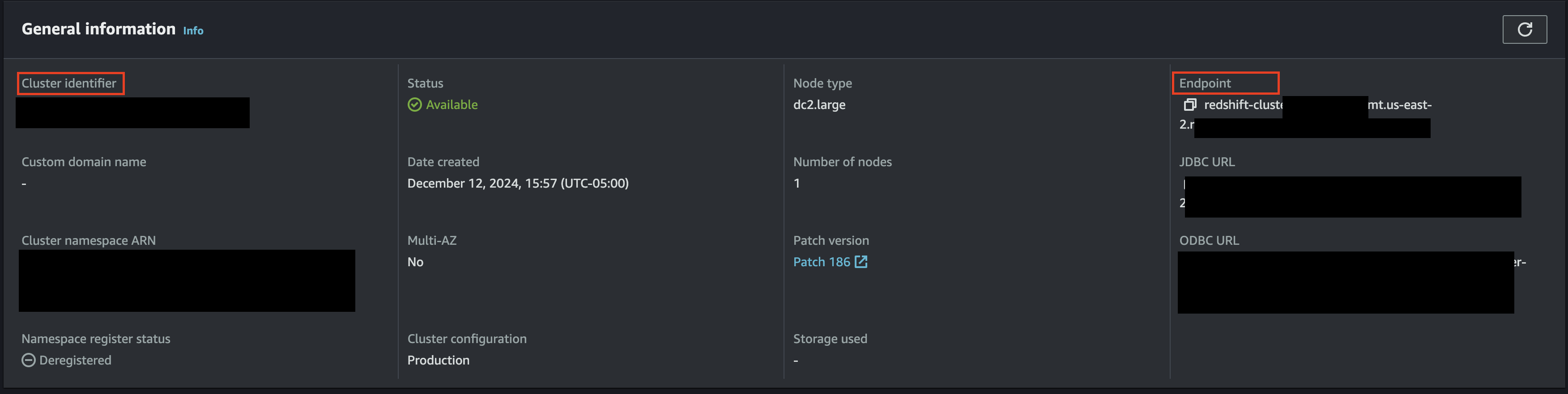 FIG. 1 - Retrieve Cluster identifier and Endpoint information from Amazon Redshift