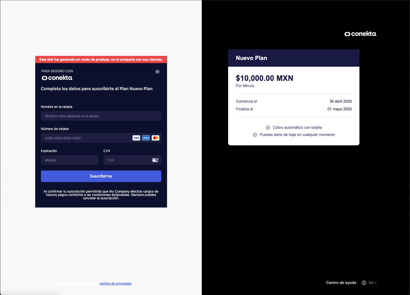 Suscripciones Por Medio De Component Embebido redireccionado