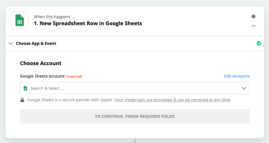 Authorize Google Spreadsheets in Zapier